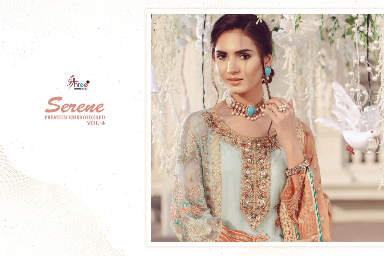 shree fab serene premium embroidered vol 4 georgget gorgeous look salwar suit catalog