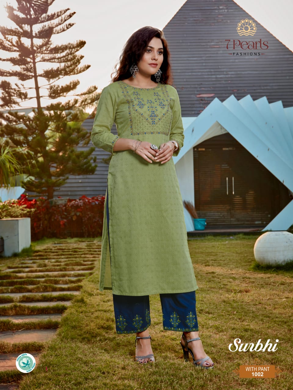 7 pearls surbhi cotton authentic fabric kurti with pant catalog