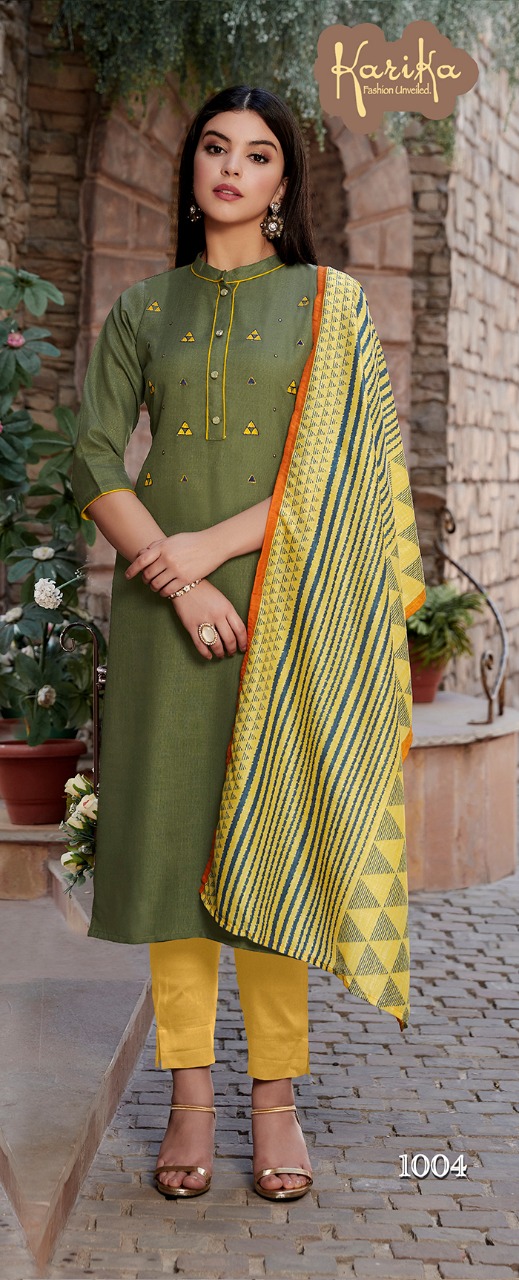 karika daisy cotton classic trendy look kurti with stole dupatta catalog