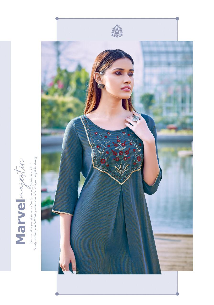ladyview mahek rayon decent embroidary look kurti catalog