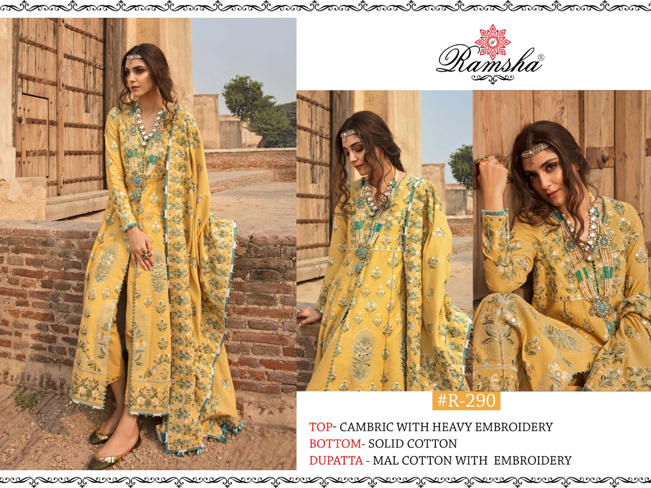 ramsha d no r 289 to r 290 cotton  regal look salwar suit catalog