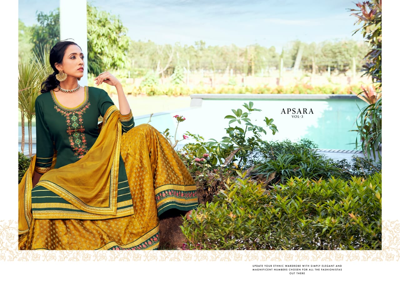 rangoon apsara vol 3  jam silk regal look kurti bottom with dupatta sharara style catalog