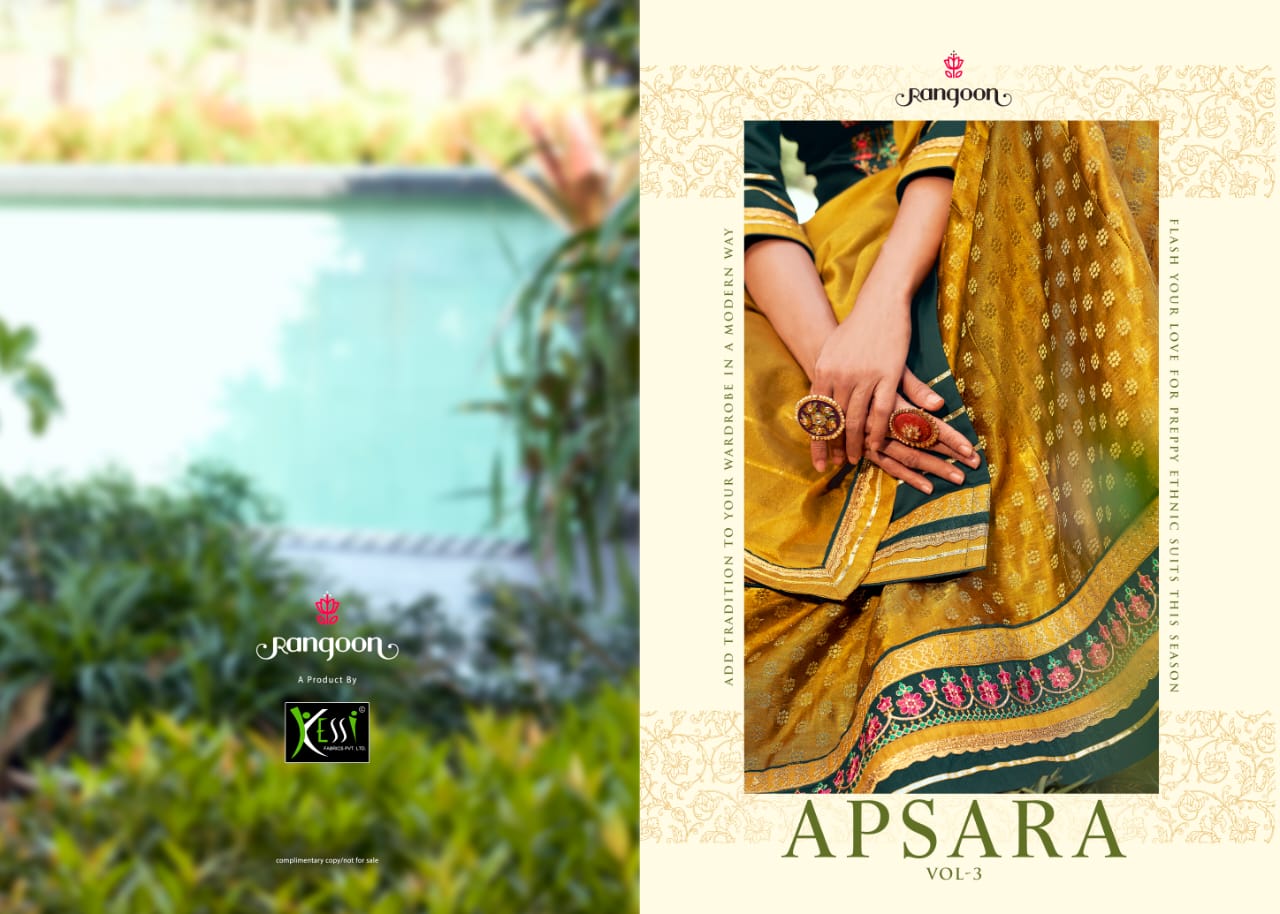 rangoon apsara vol 3  jam silk regal look kurti bottom with dupatta sharara style catalog