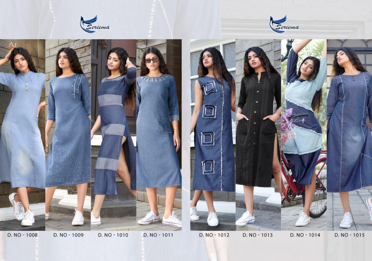 seriema kumb lighter cotton denim funky stylish look kurti catalog