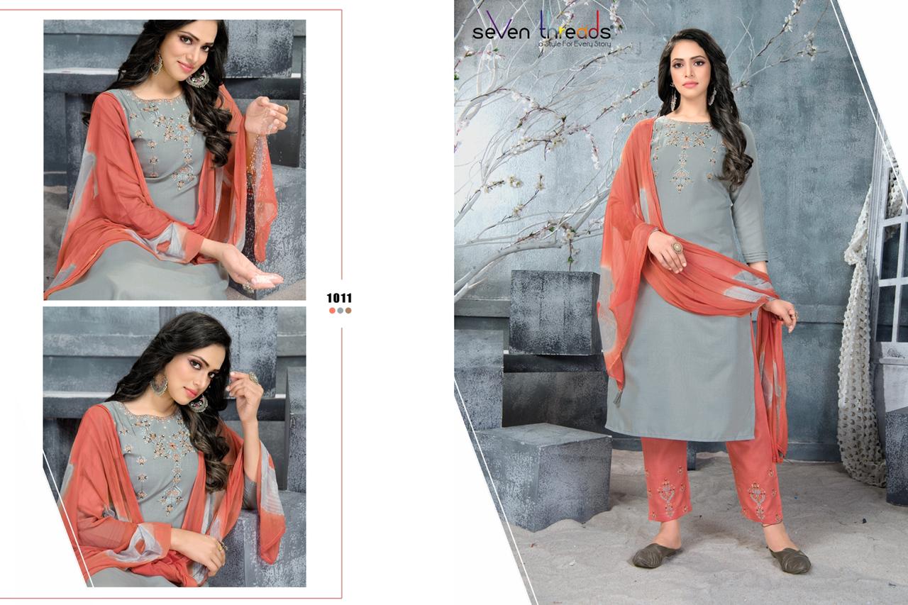 seven threads prisha cotton attractive look kurti Bottom with dupatta  catalog
