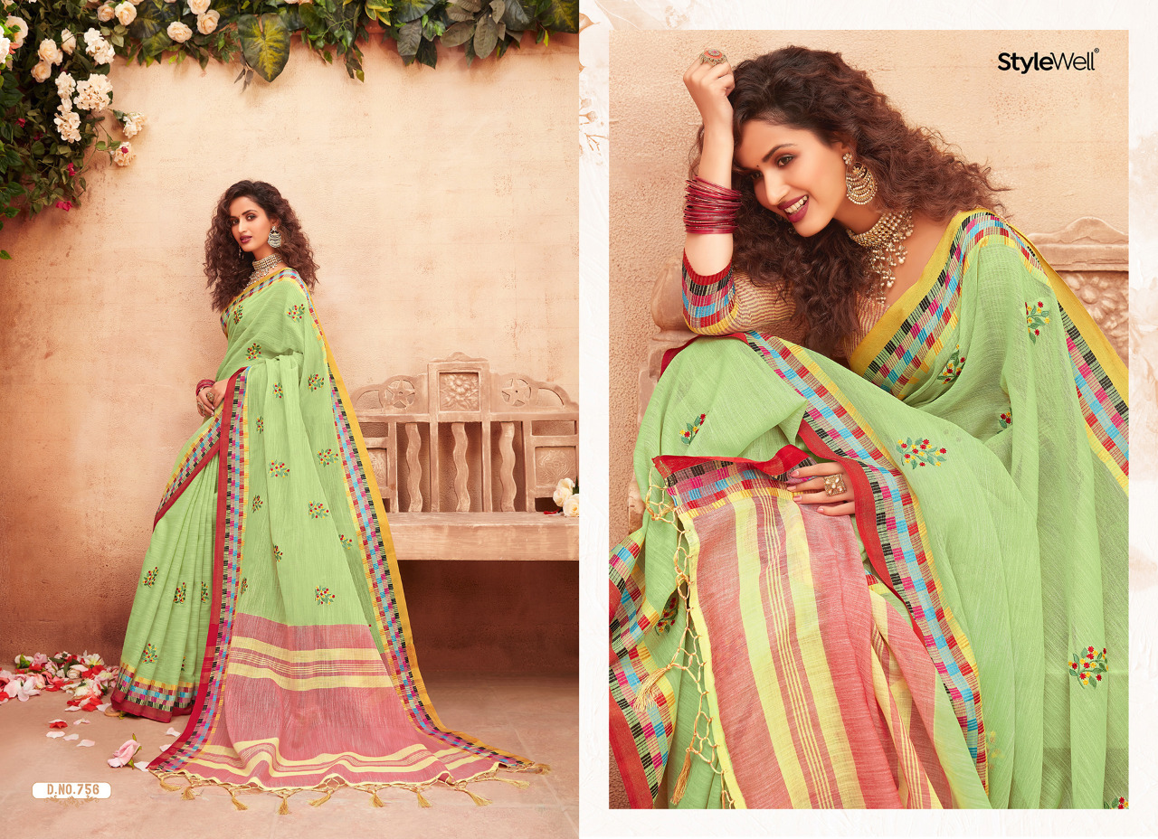 stylewell anokhi jeacquard linen astonishing look saree catalog