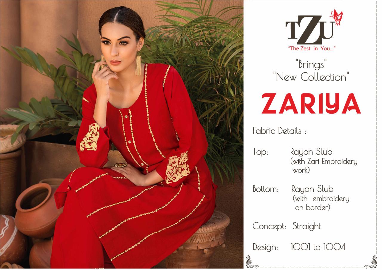 tzu zariya rayon catchy look kurti with plazzo catalog