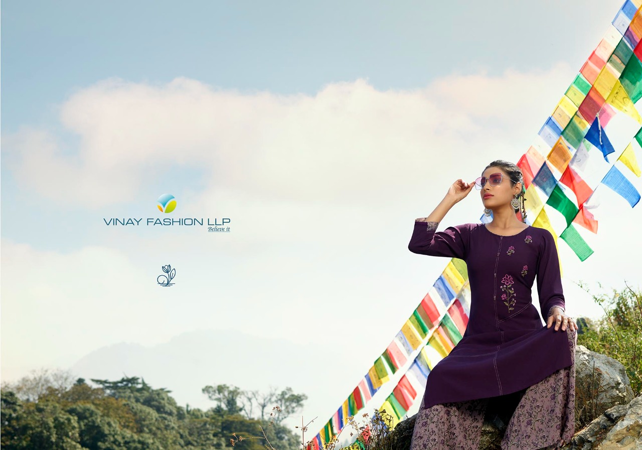 vinay fashion tumbaa polo 6 rayon attrective look kurti with plazzo catalog