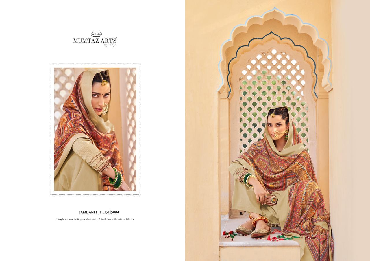 mumtaz arts karachi suit jamdani hit list jam satin attrective print salwar suit catalog