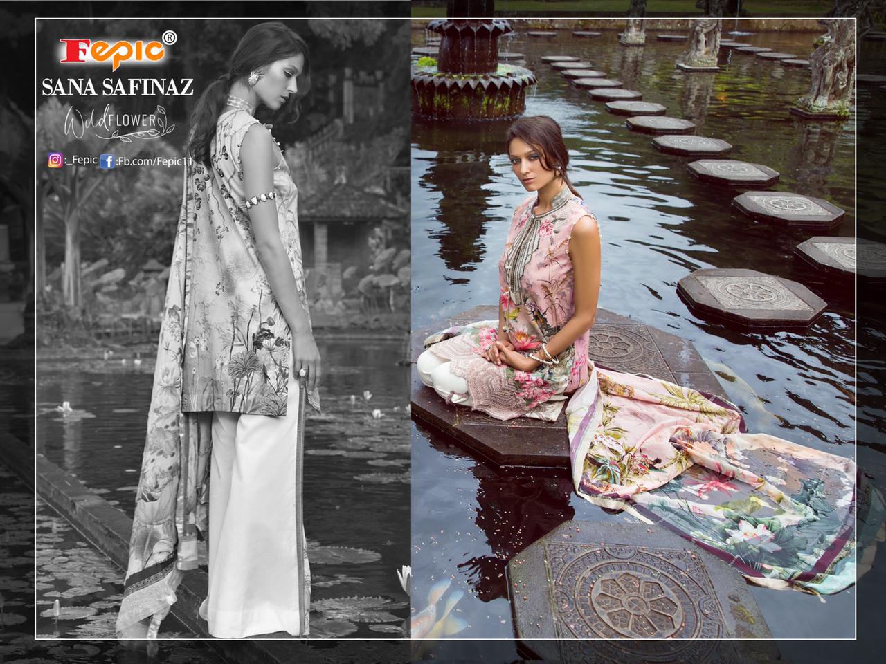 fepic sana safinaz wild flower cambric cotton exclusive print salwar suit catalog