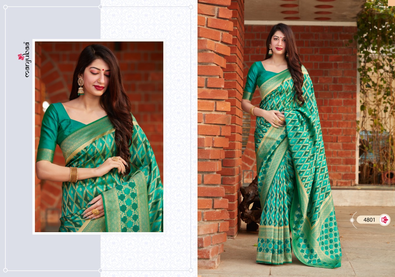 manjubaa clothing mantra silk d no 4801  elegant saree singal