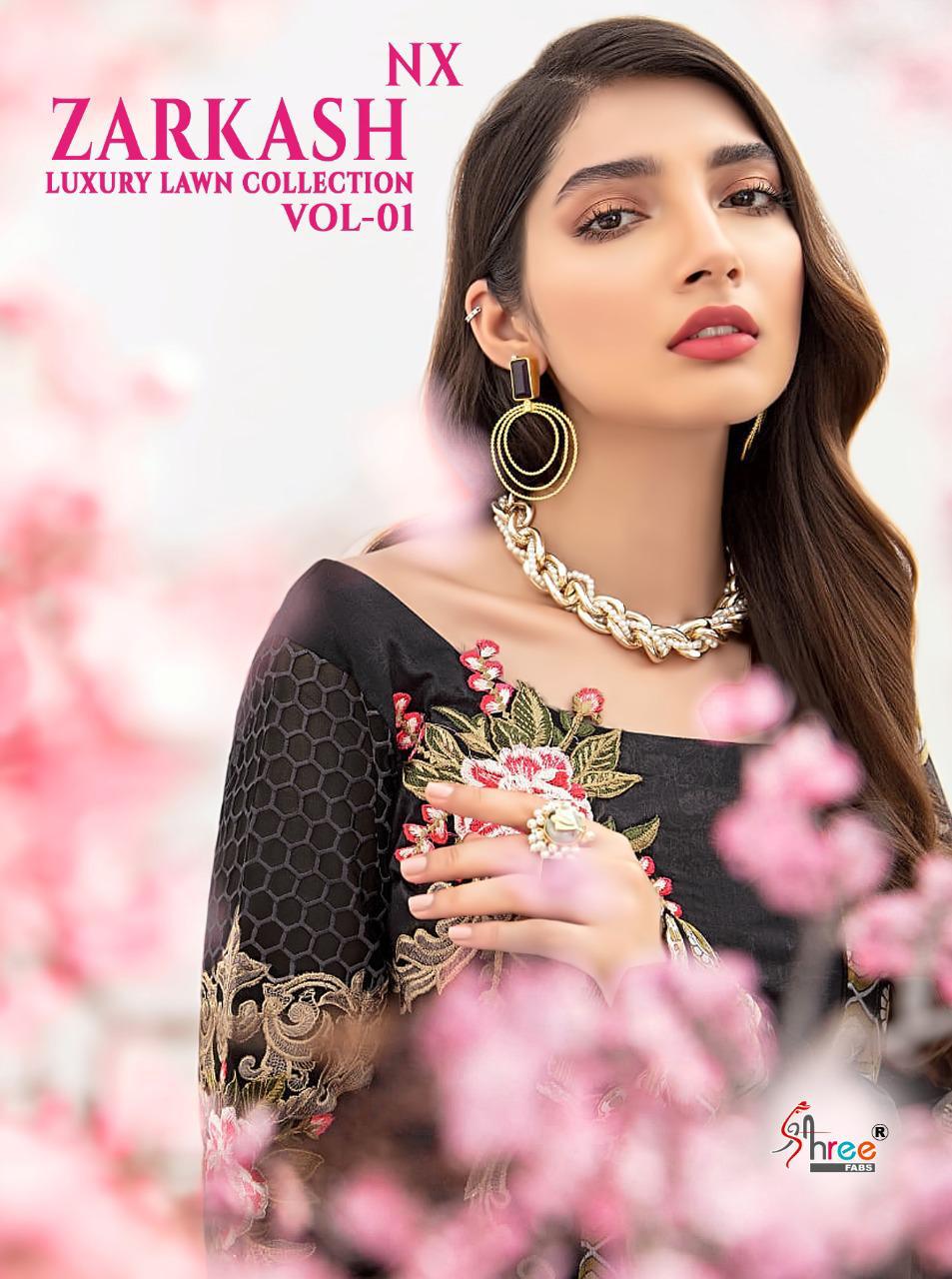 shree fab zarkash luxury lawn collection vol 01 splendid quality salwar suit with cotton dupatta catalog