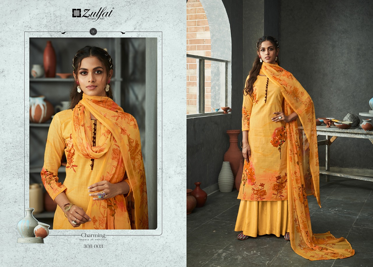 zulfat designer gulmohar cotton ecclusive print salwar suit catalog