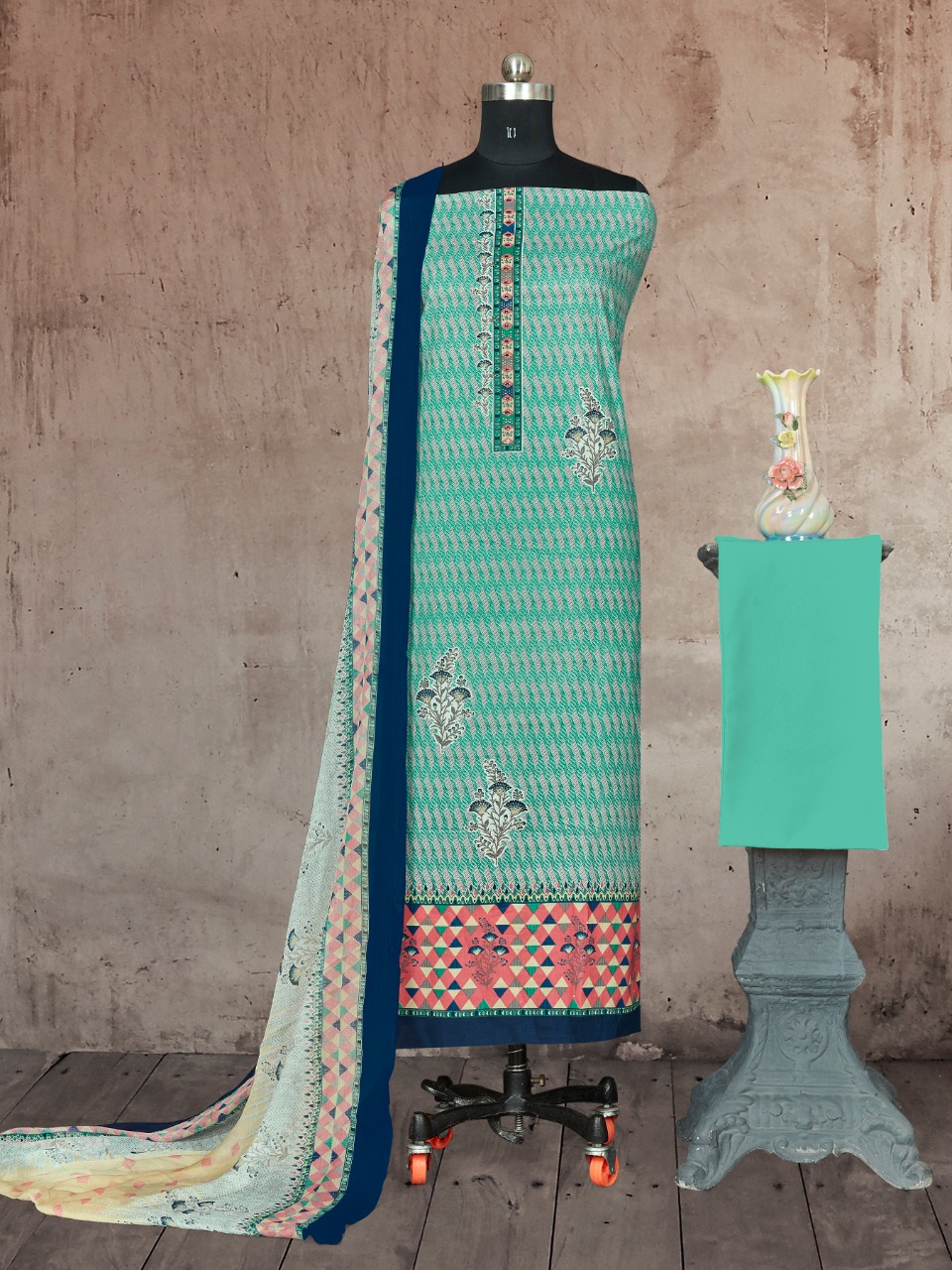 bipson  heritage 1418 cotton exclusive print and colours salwar suit colour set