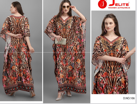 jelite afreen kaftans Polyester Crepe stylish and attrective look indo western catalog