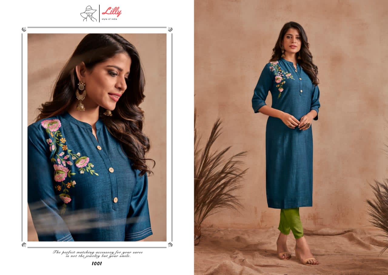 lilly style of india firdous rayon exclusive look kurti catalog