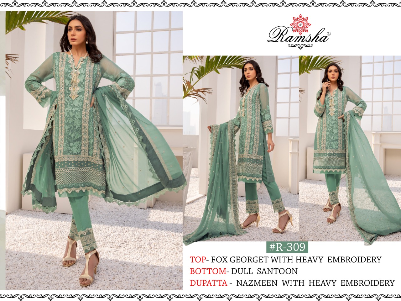 Ramsha RAMSHA R 309 Salwar Kameez Georgget exclusive look salwar suit Singles