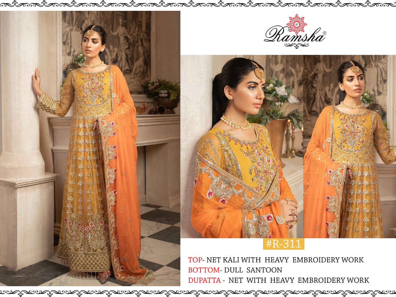 ramsha vol 12 d no r 311 to r 314 georget decent look salwar suit catalog