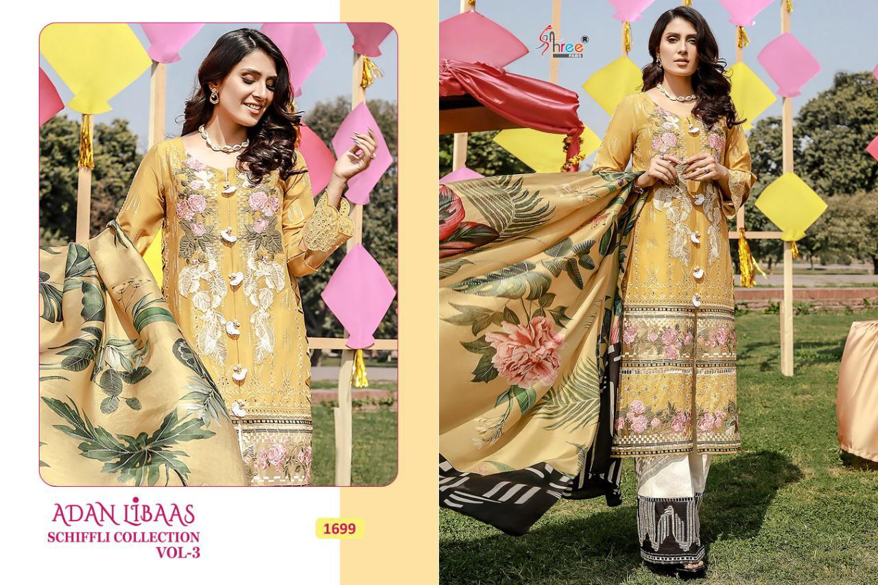 shree fab adan libaas schiffli collection vol 3 cotton authentic fabrics salwar suit catalog
