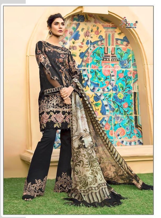 shree fabs black  1349 cotton catchy look salwar suit with cotton dupatta singal