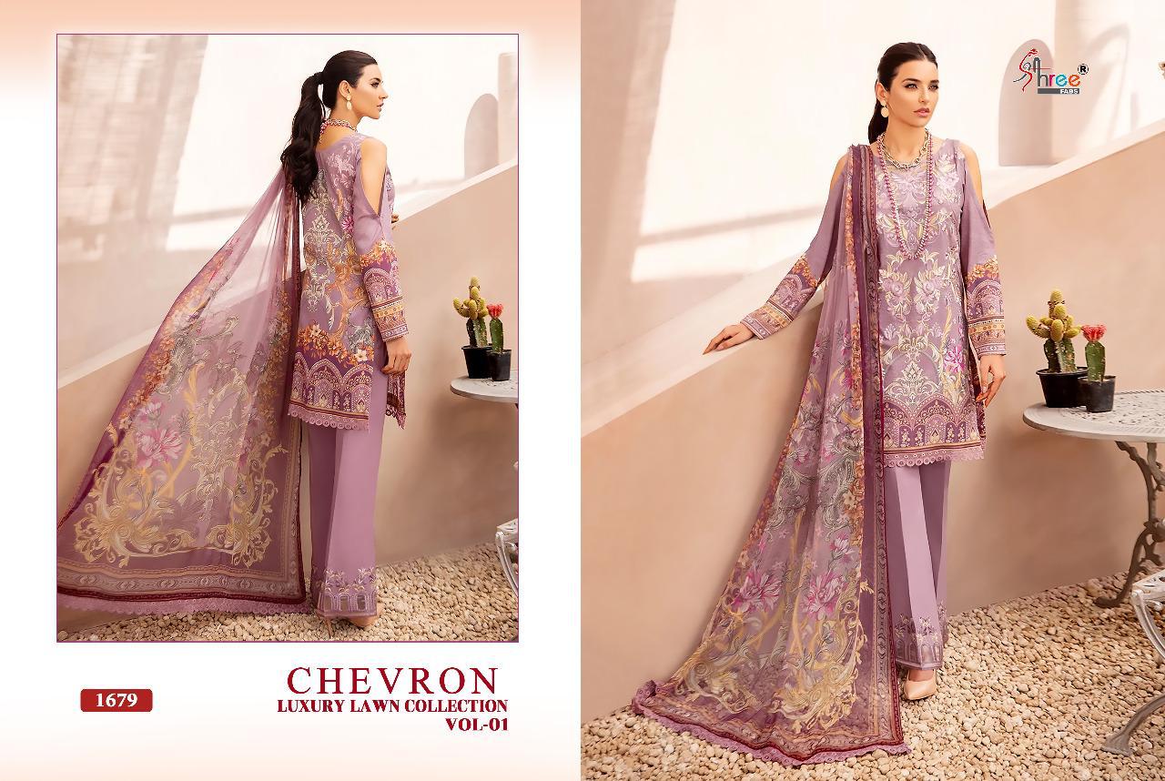 shree fab chevron luxury lawn collection vol 01 splendid quality salwar suit with siffon dupatta catalog