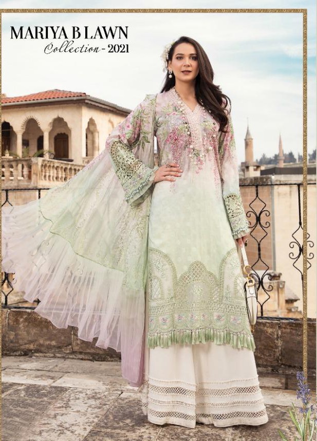 shree fab mariya b lawn collection 2021 d.n 1625 chiffon dupatta salwar suit single