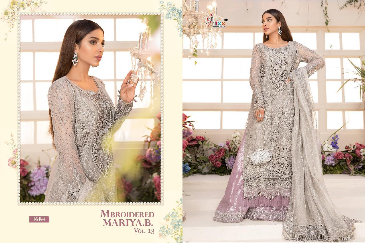 shree fab mbroidered mariya b vol 13 organza net astonishing look salwar suit