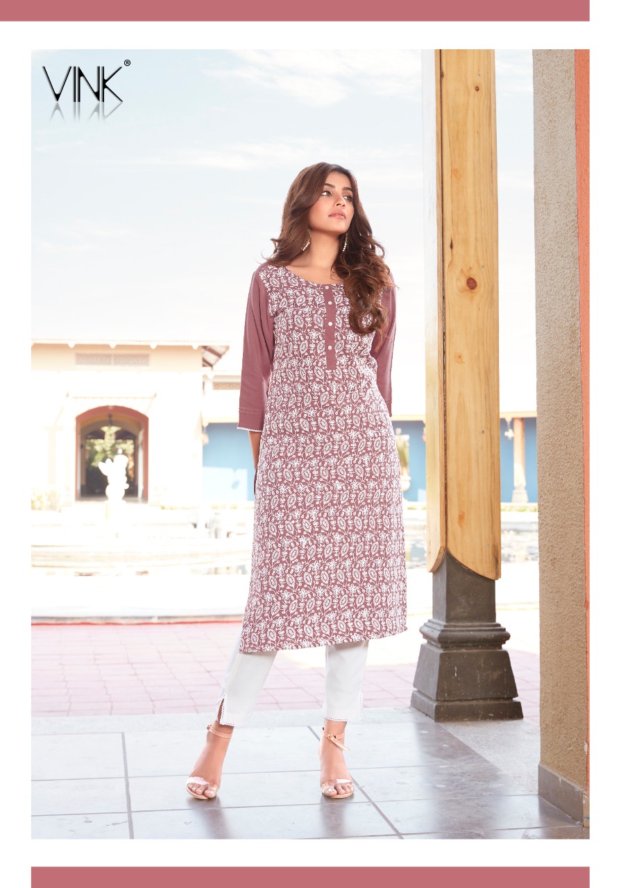 vink lucknowi vol 5 rayon attrective lucknowi work kurta with pant catalog