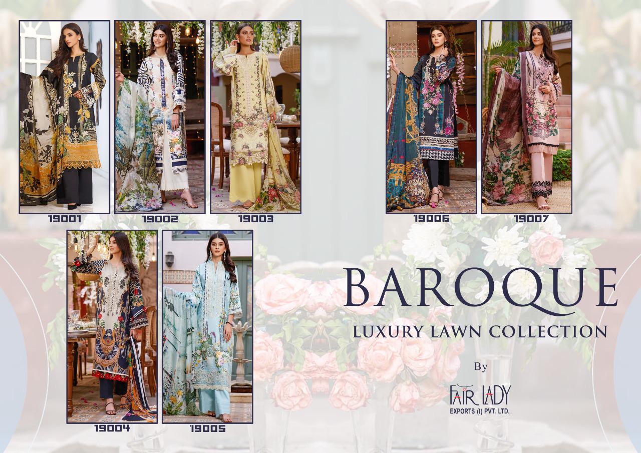 fair lady baroque cotton catchy look salwar suit with lawn dupatta catalog
