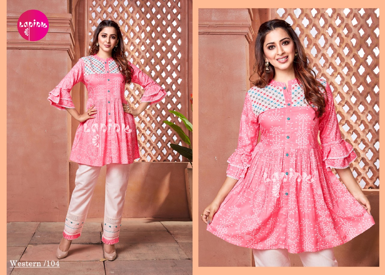 La pink western cotton innovative look top with pant catalog