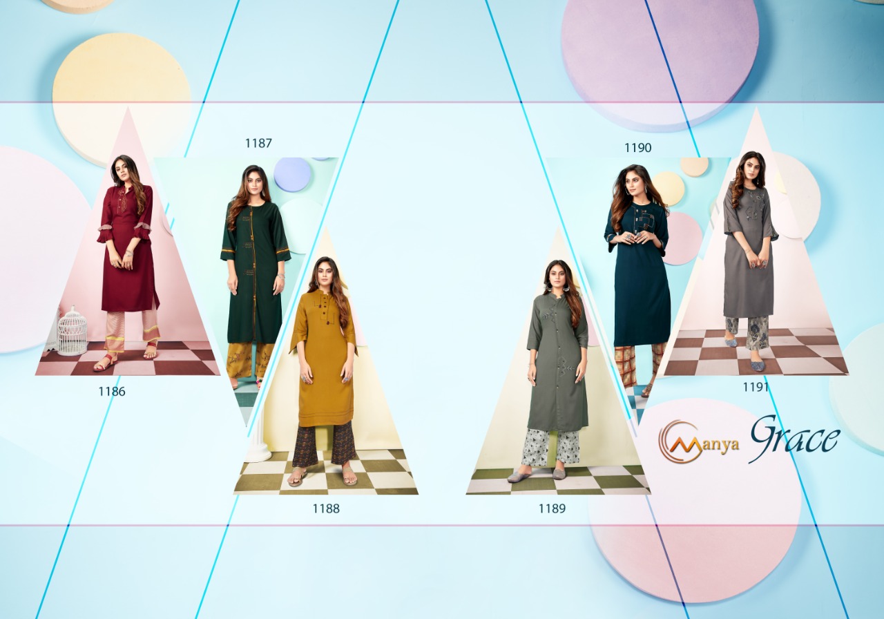 mansi fashion grace rayon new and modern style kurti with plazzo catalog