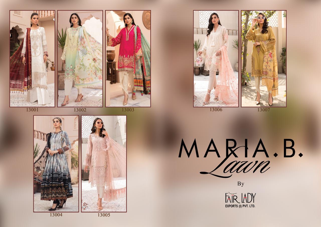 mumtaz arts fair lady maria b heavy embroidery collection cotton lawn catchy look cotton dupatta salwar suit catalog