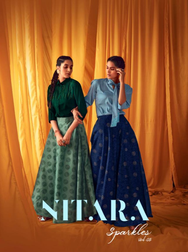 nitara sparkles 05 silk party wear modern look skirt top catalog