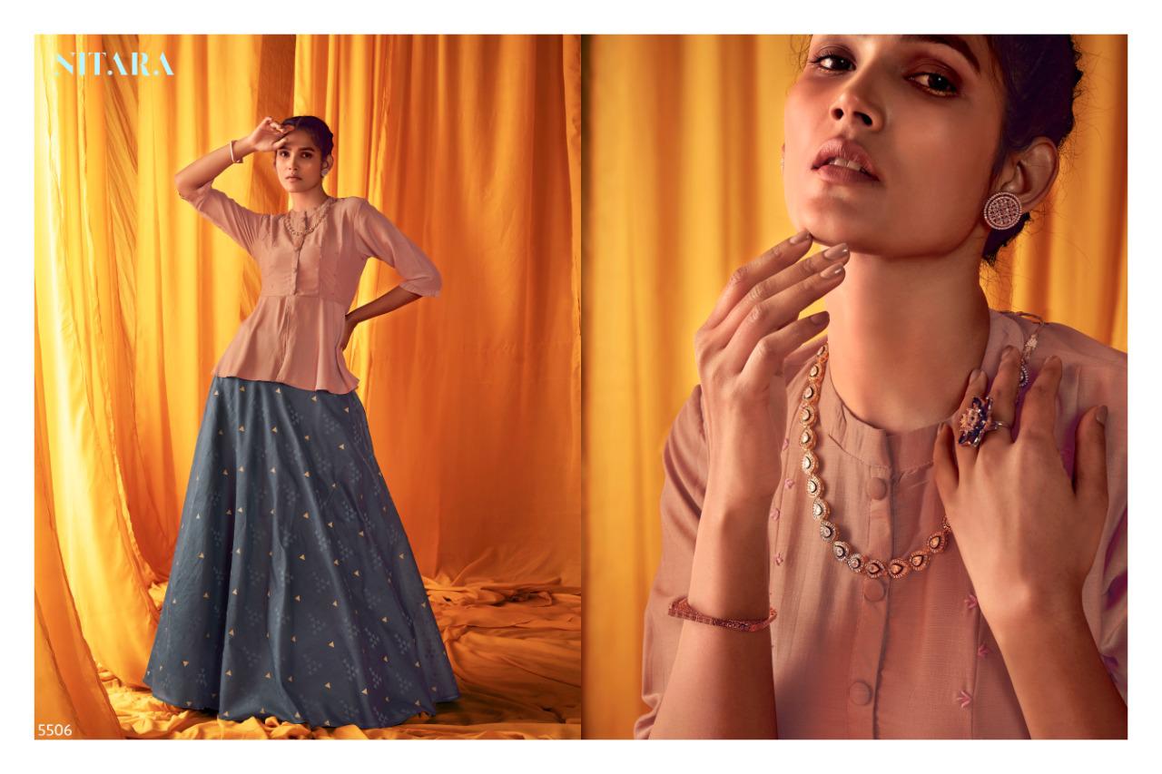 nitara sparkles 05 silk party wear modern look skirt top catalog