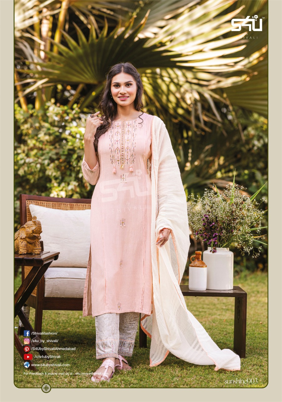 S4u sunshine silk graceful look kurti with dupatta catalog