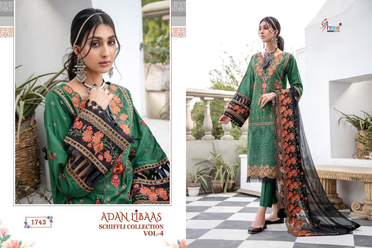 shree fab adan libaas schiffli collection vol 4 cotton exclusive print and fabrics salwar suit catalog