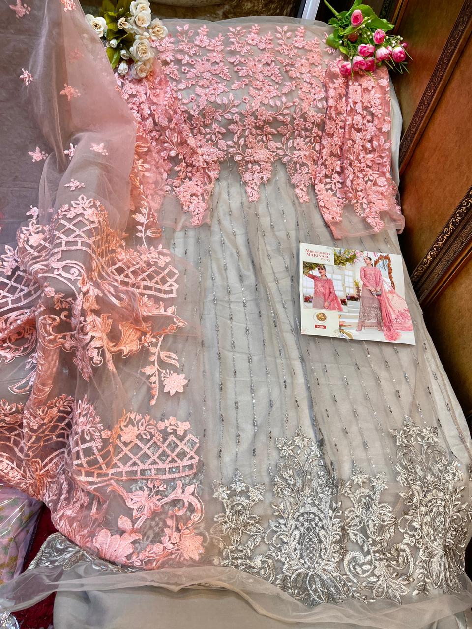 shree fab mbroidered mariya b vol 13 organza net astonishing look salwar suit single