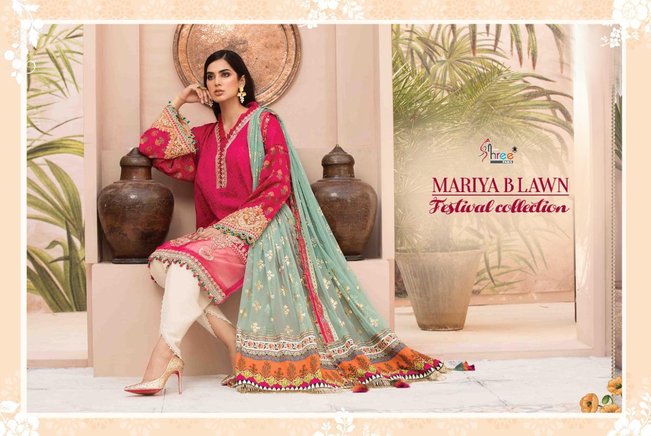 shree fabs mariya b lawn festival collection lawn cotton exclusive colours and embrodery cotton dupatta salwar suit catalog
