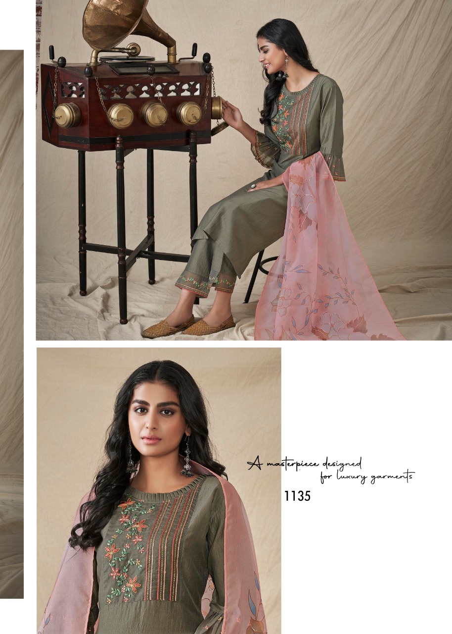 vink glamour silk new and modern style kurti with pant and dupatta catalog