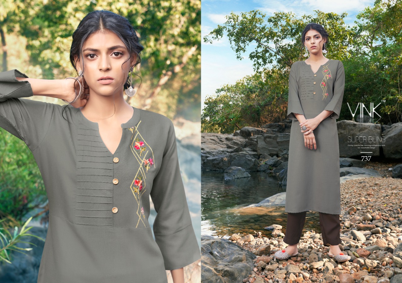 Vink rio vol 4 designer embroidered kurti with pants collection online seller