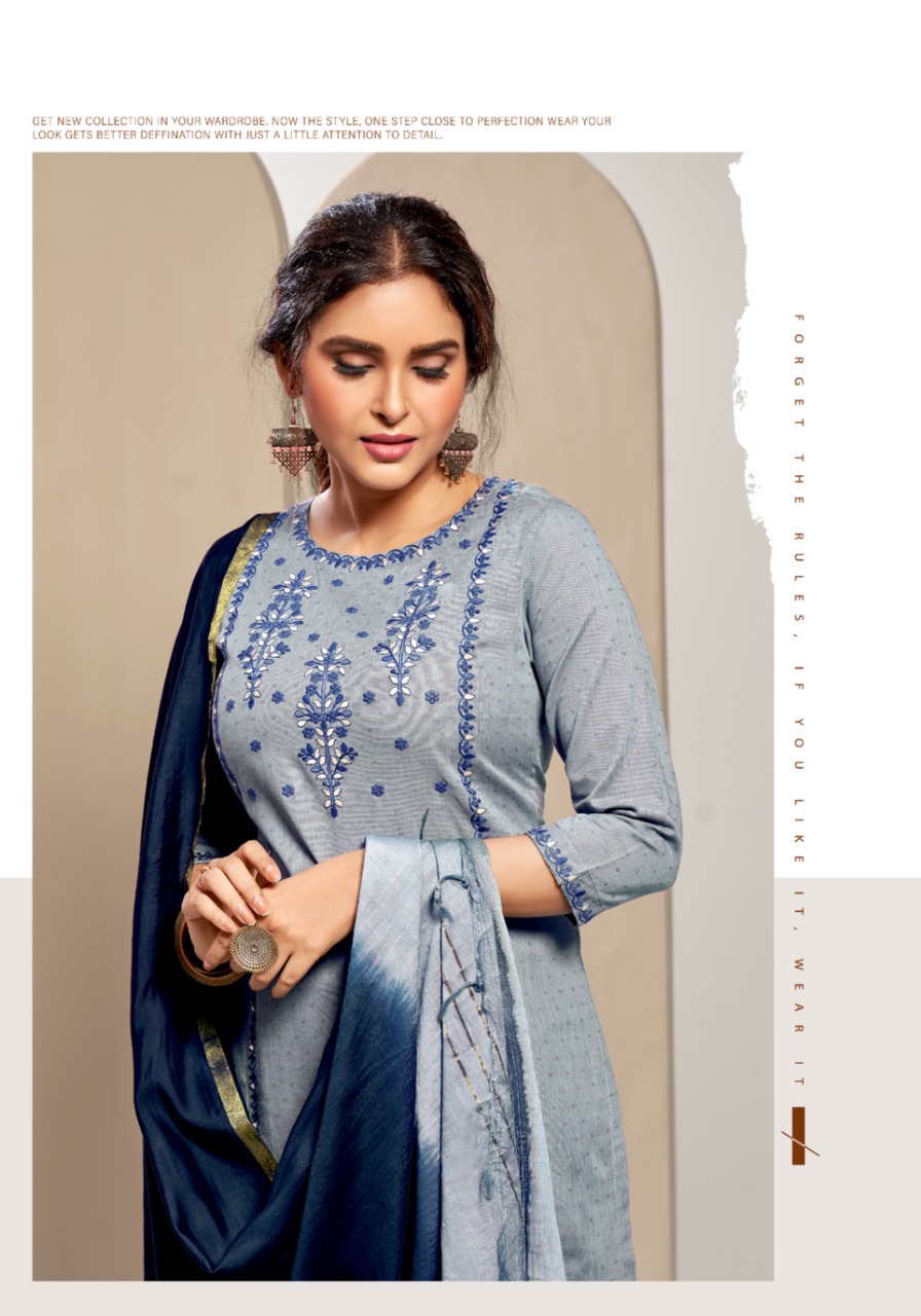 7 pearls daisy cotton authentic fabric top with pant and dupatta catalog
