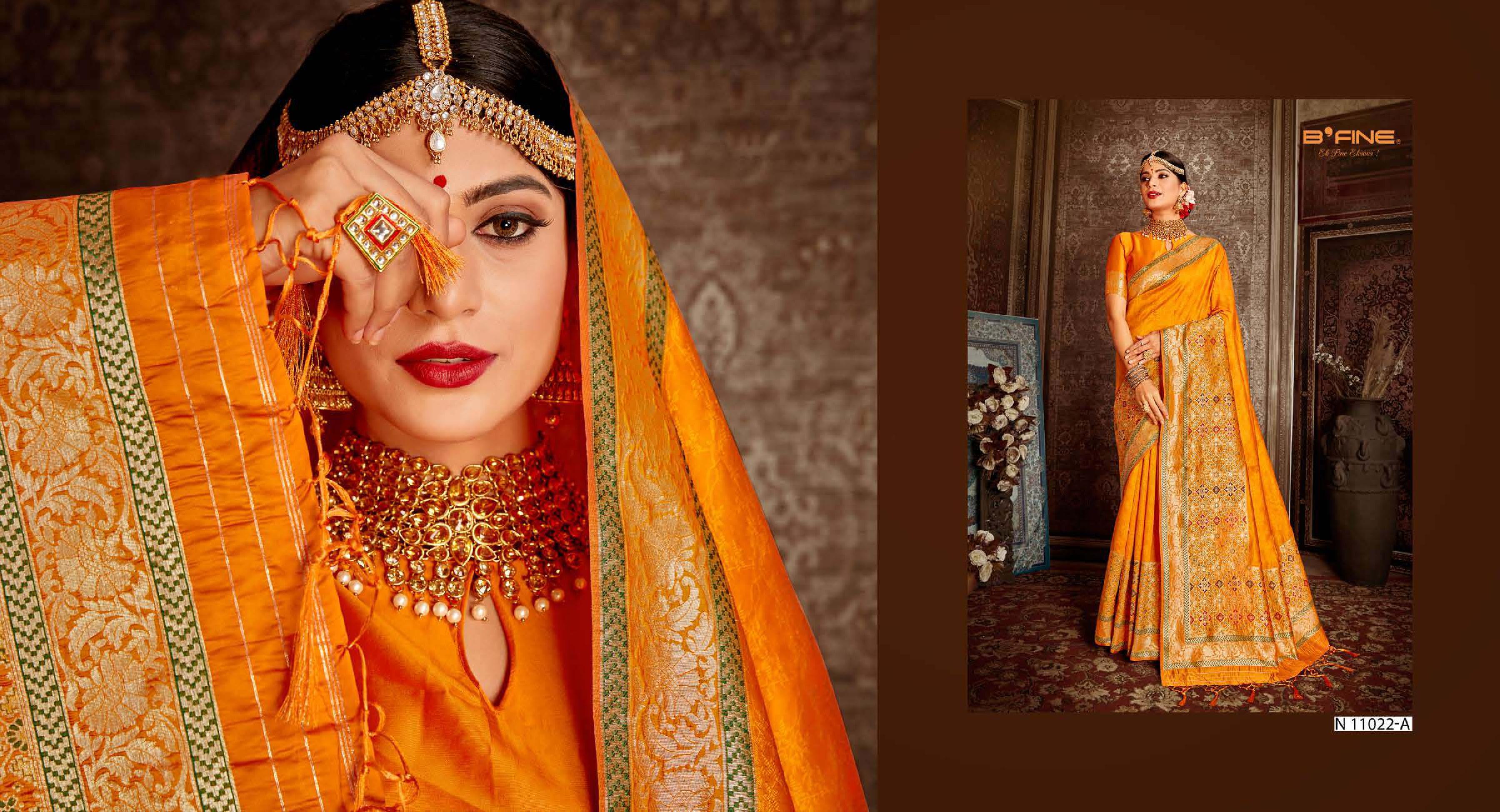 b fine meenakari silk festive look saree catalog