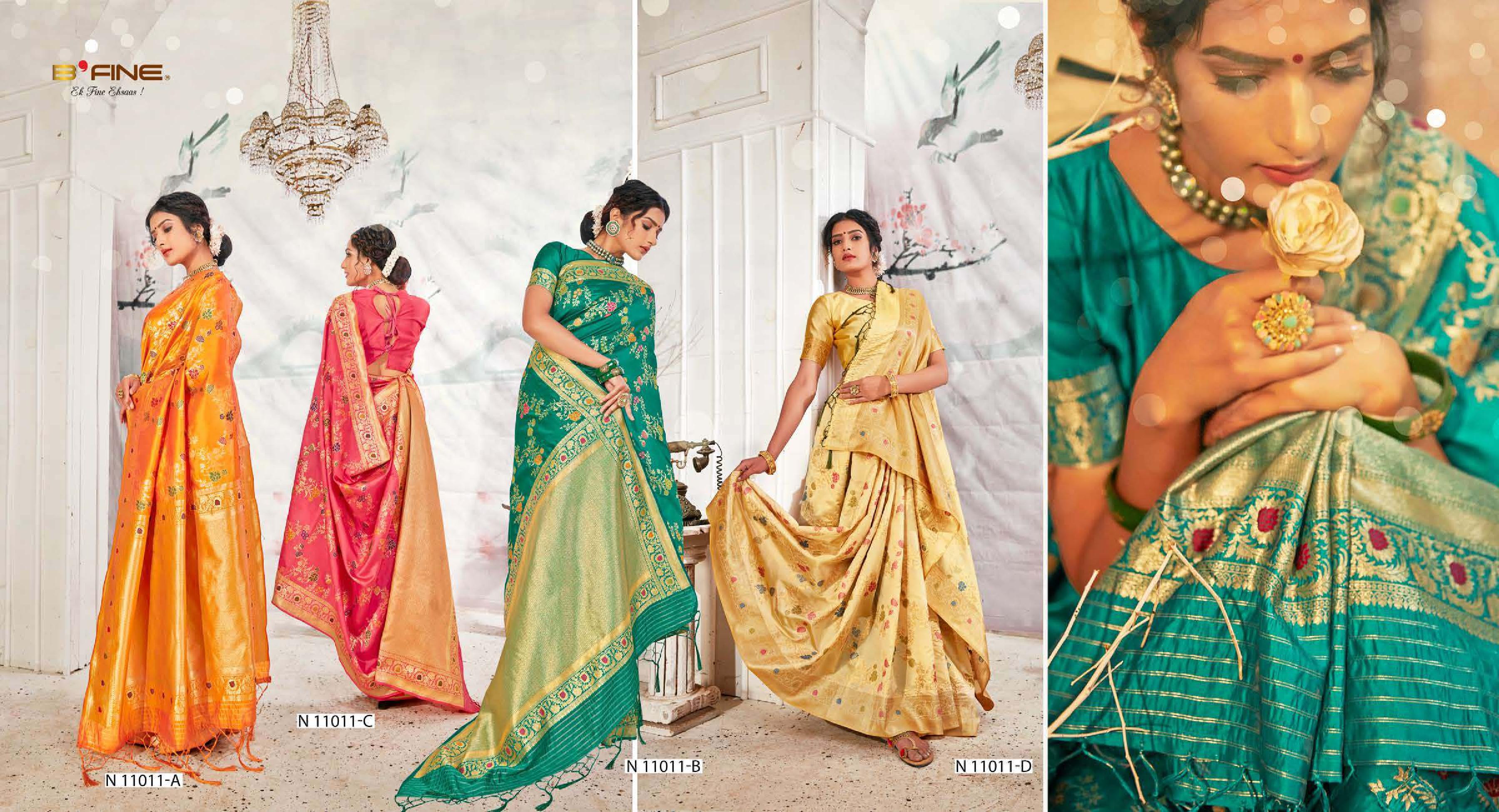 b fine shaan e kashi silk festive look saree catalog