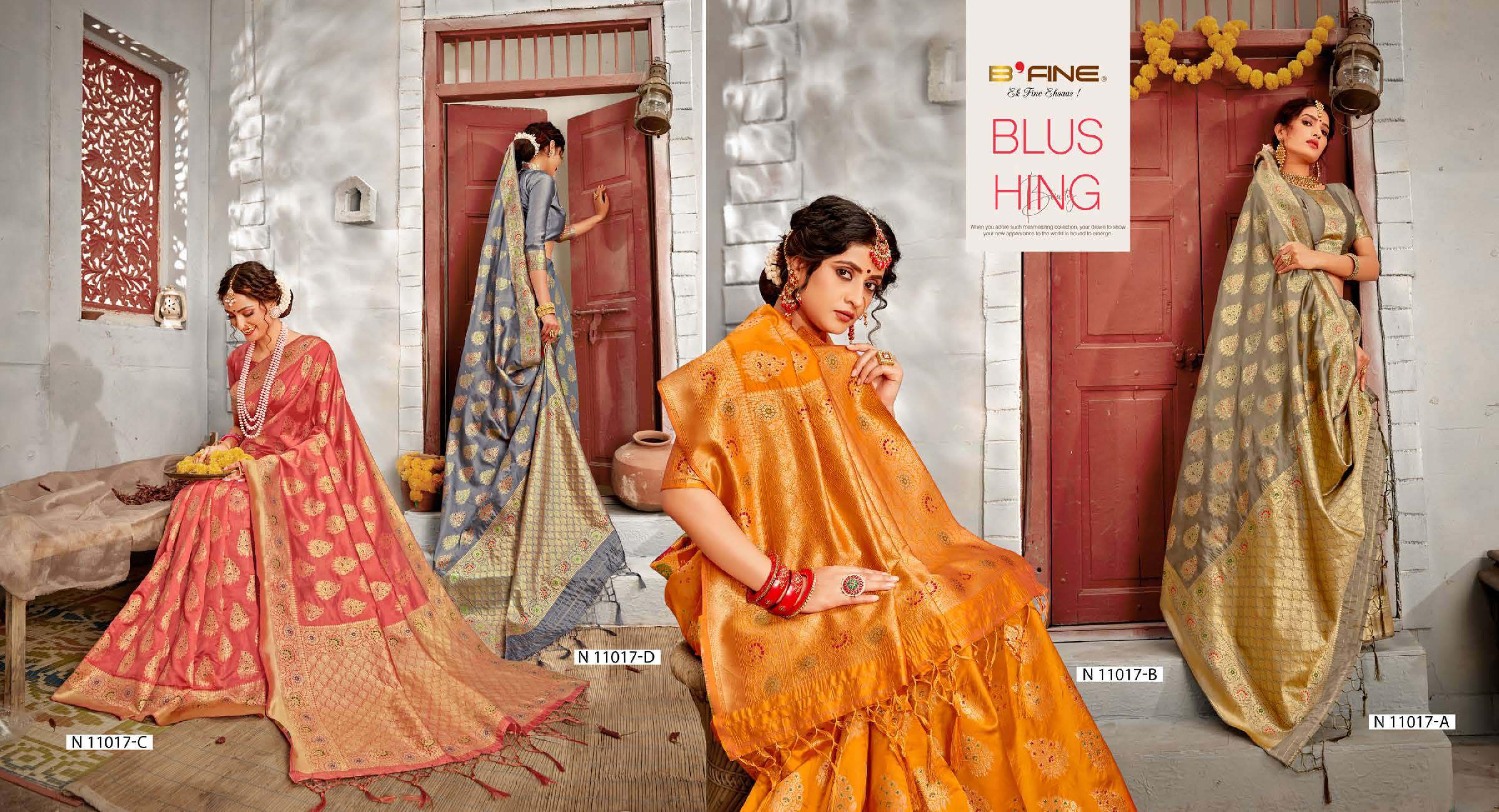 b fine talking threads silk regal look saree catalog