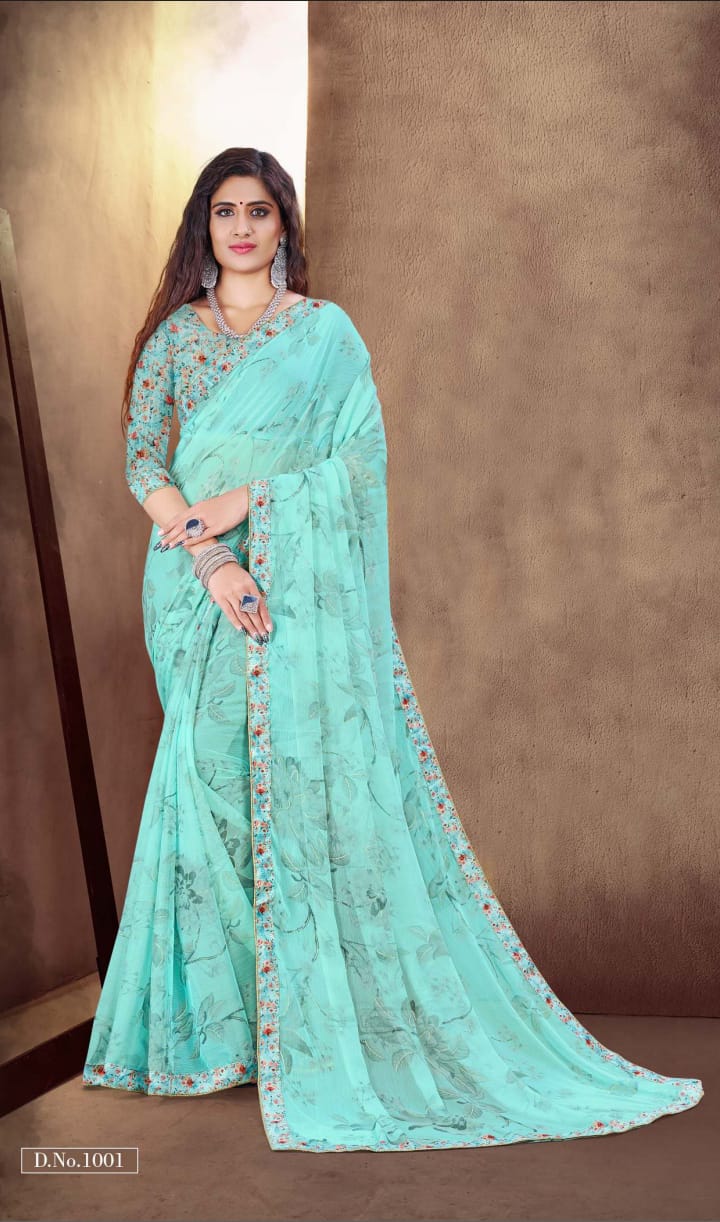 ranisaa sarees ruhaniyat 1001 to 1006 shiffon elegant print saree catalog