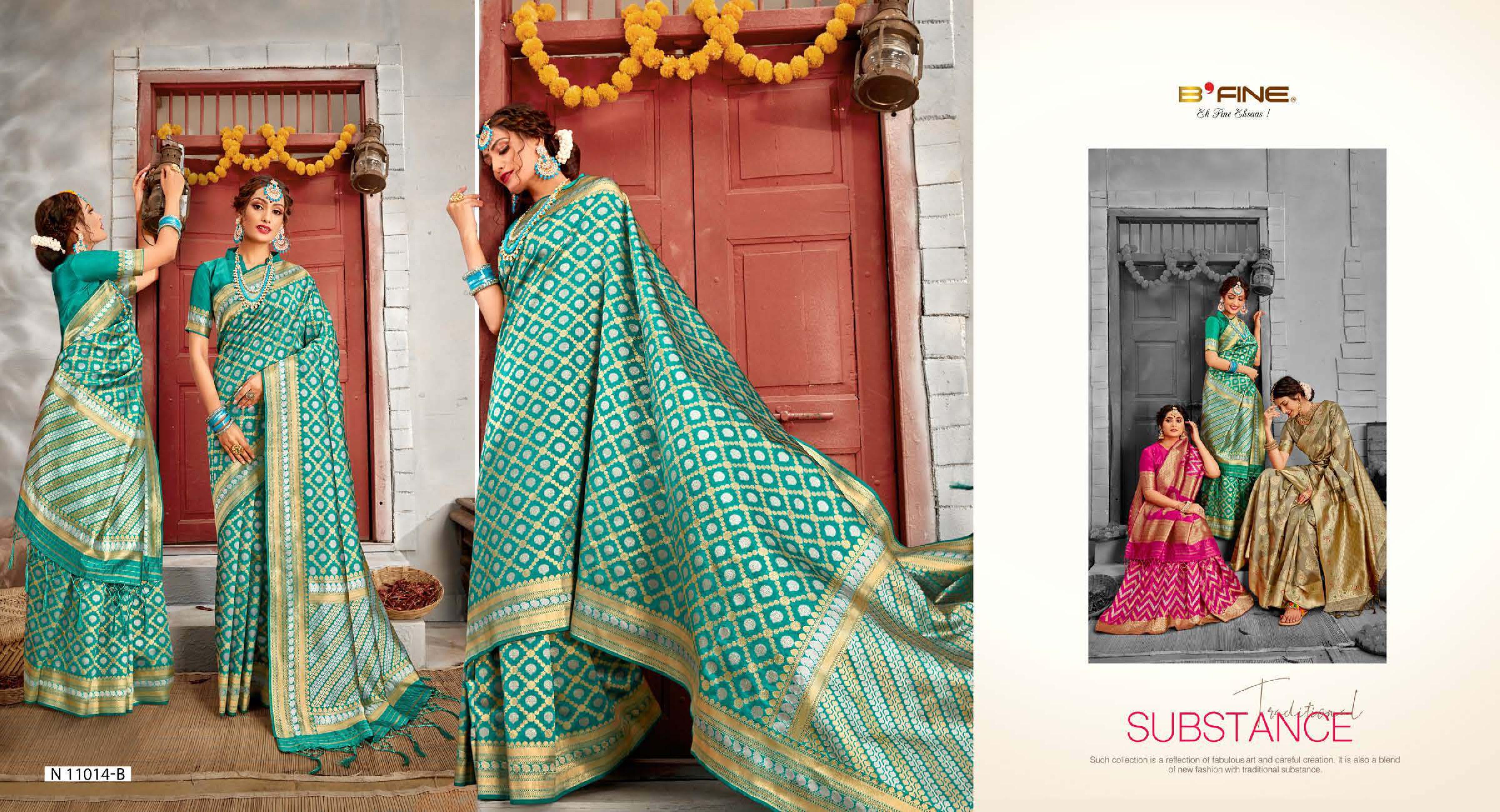 b fine talking threads silk regal look saree catalog