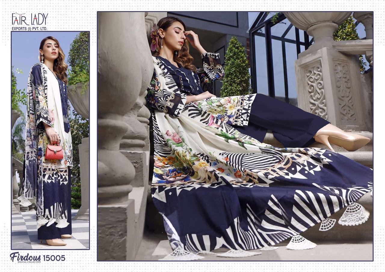 Fair lady firdous digital collection cotton catchy look salwar suit with chiffon dupatta catalog