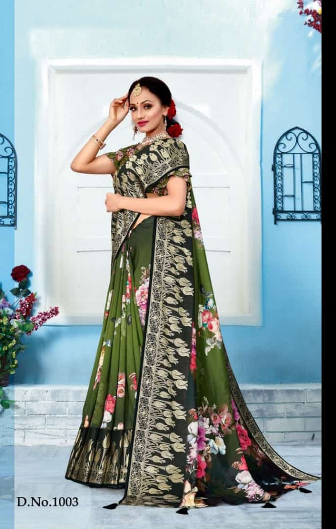 ranisaa sarees blackheart 1001 to 1006 soft cotton innovative print saree catalog