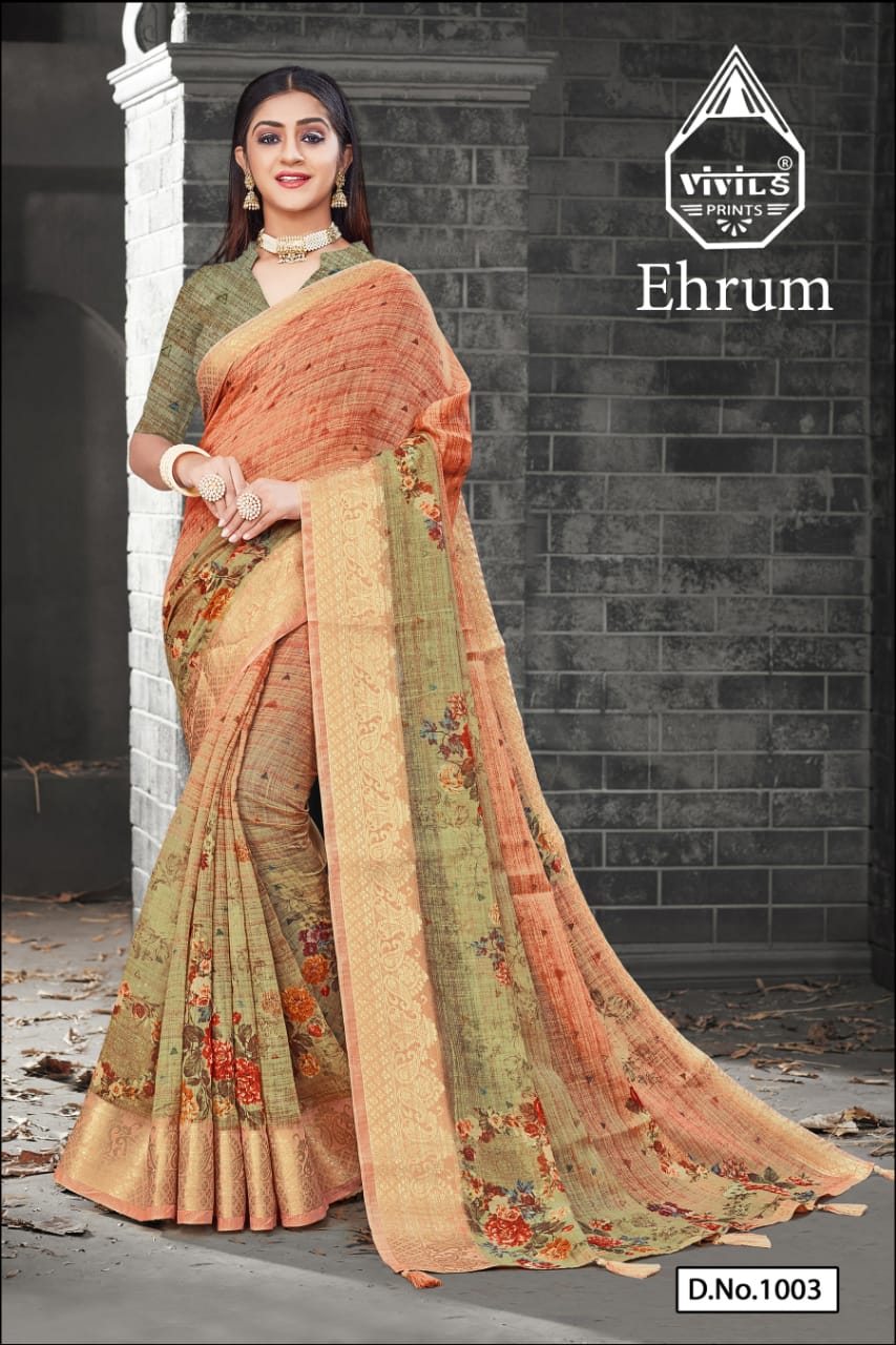 ranisaa sarees ehrum 1001 to 1006 soft cotton exclusive print saree catalog