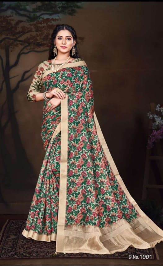 ranisaa sarees hasrat 1001 to 1006 soft cotton regal print saree catalog